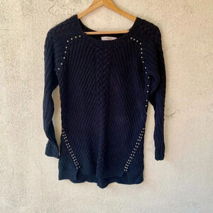 Philosophy Black Chunky Knit Studded Sweater Small